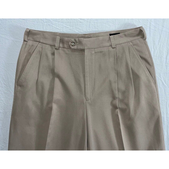 IZOD Pleated Microfiber Chino Dress Pants, Slacks. Brown, Men's 36X30.5. EUC!! - Picture 6 of 9
